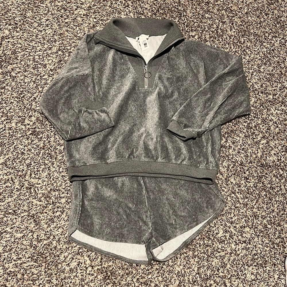 Nanamacs Grey Ribbed Matching Set
